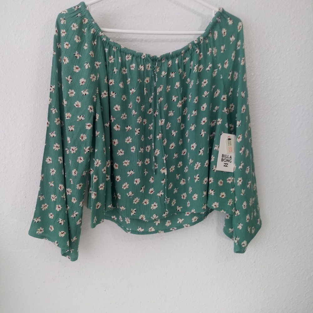 Off The Shoulder Top Womens Sz Large Island Green